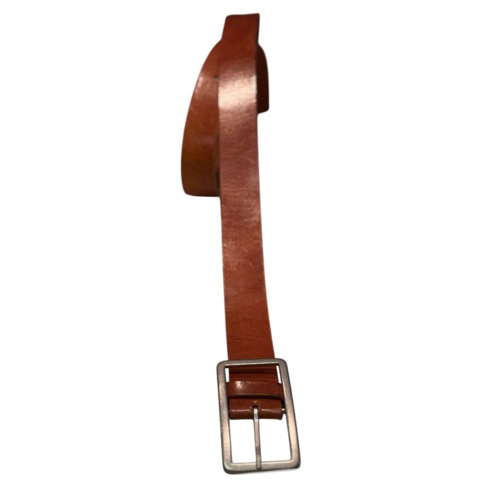 Tan Faux Leather Belt Silver Buckle